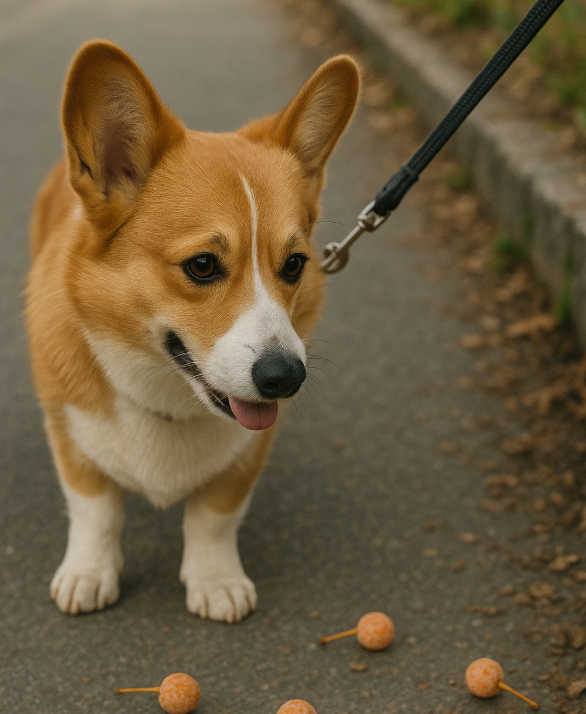 강아지 산책길에 떨어진 은행열매 이미지