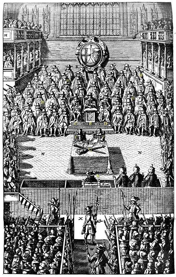 1683년 1월 4 일 J. 날슨이 작성한 &quot;찰스 1세 재판 기록&quot;의 판화. (대영박물관 소장)