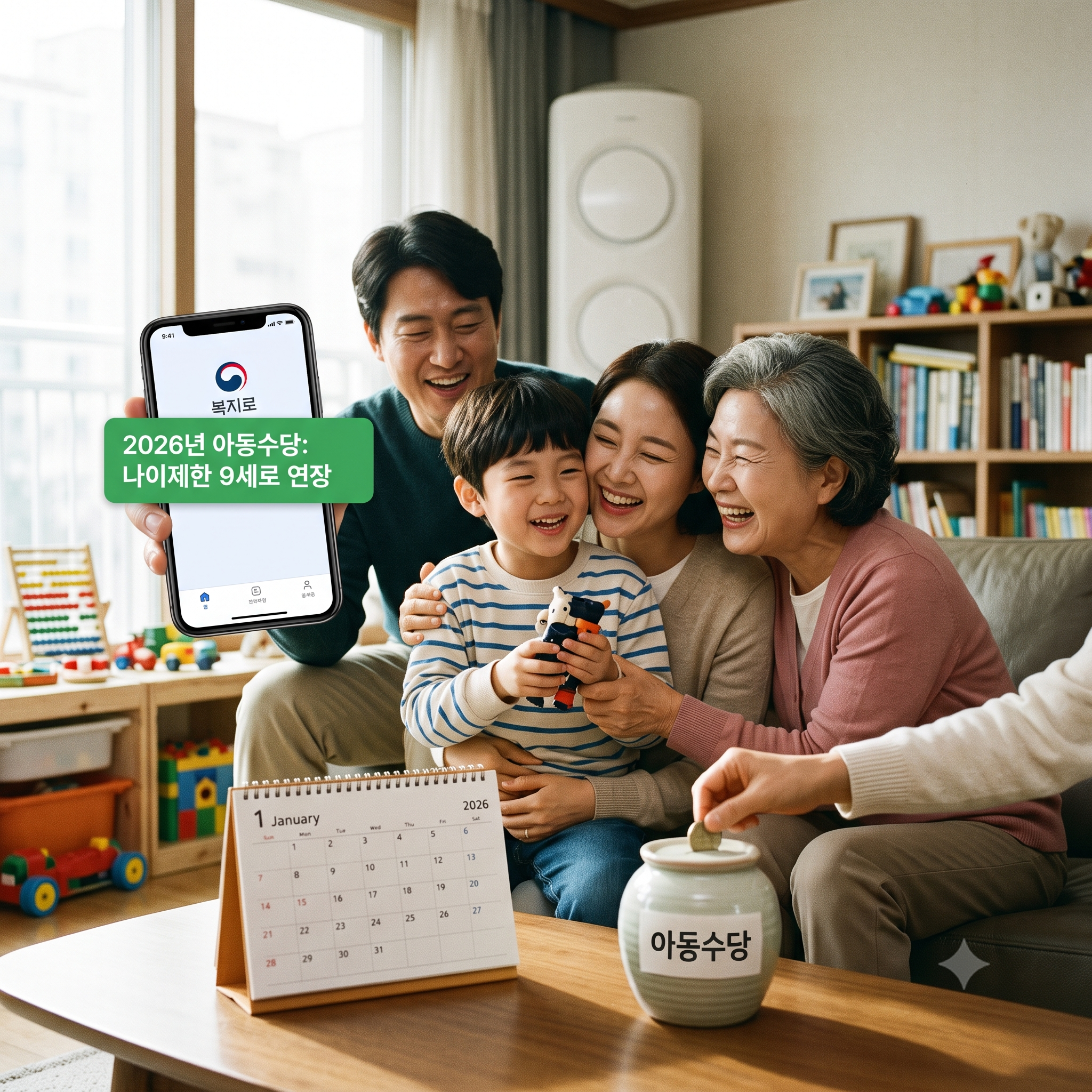 "2017년생, 빠뜨린 지원금 없이 다 챙기셨나요?" - 2026년 아동수당 핵심 정리 (대상연령 확대, 지급액, 신청방법 등)
