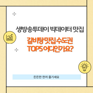 생방송투데이 빅데이터 랭킹 맛집