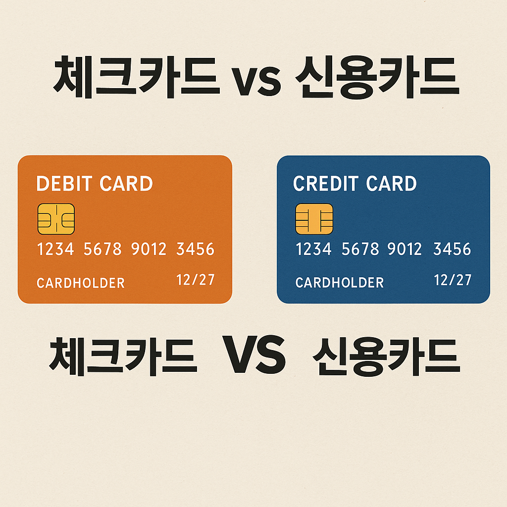 체크카드와 신용카드 인포 그래픽