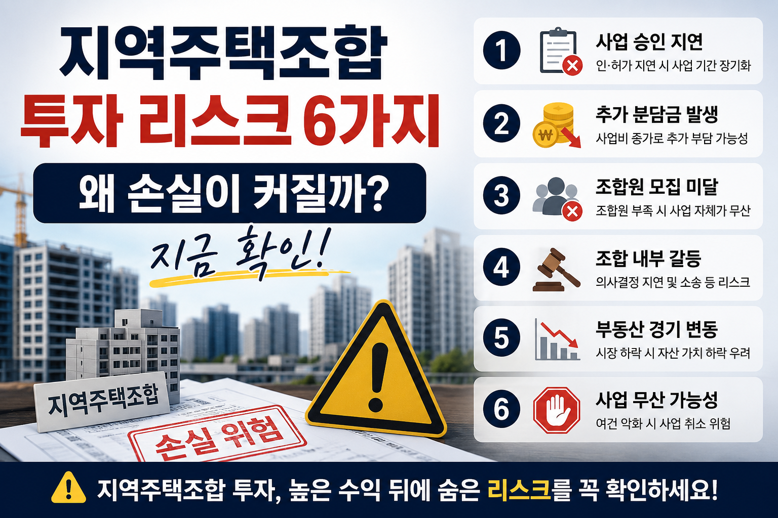 지역주택조합 투자 리스크 6가지ㅣ왜 손실이 커질까? 지금 확인