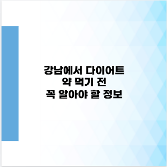 강남에서 다이어트 약 먹기 전 꼭 알아야 할 정보
