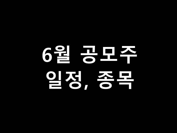 2021년 6월 공모주 일정