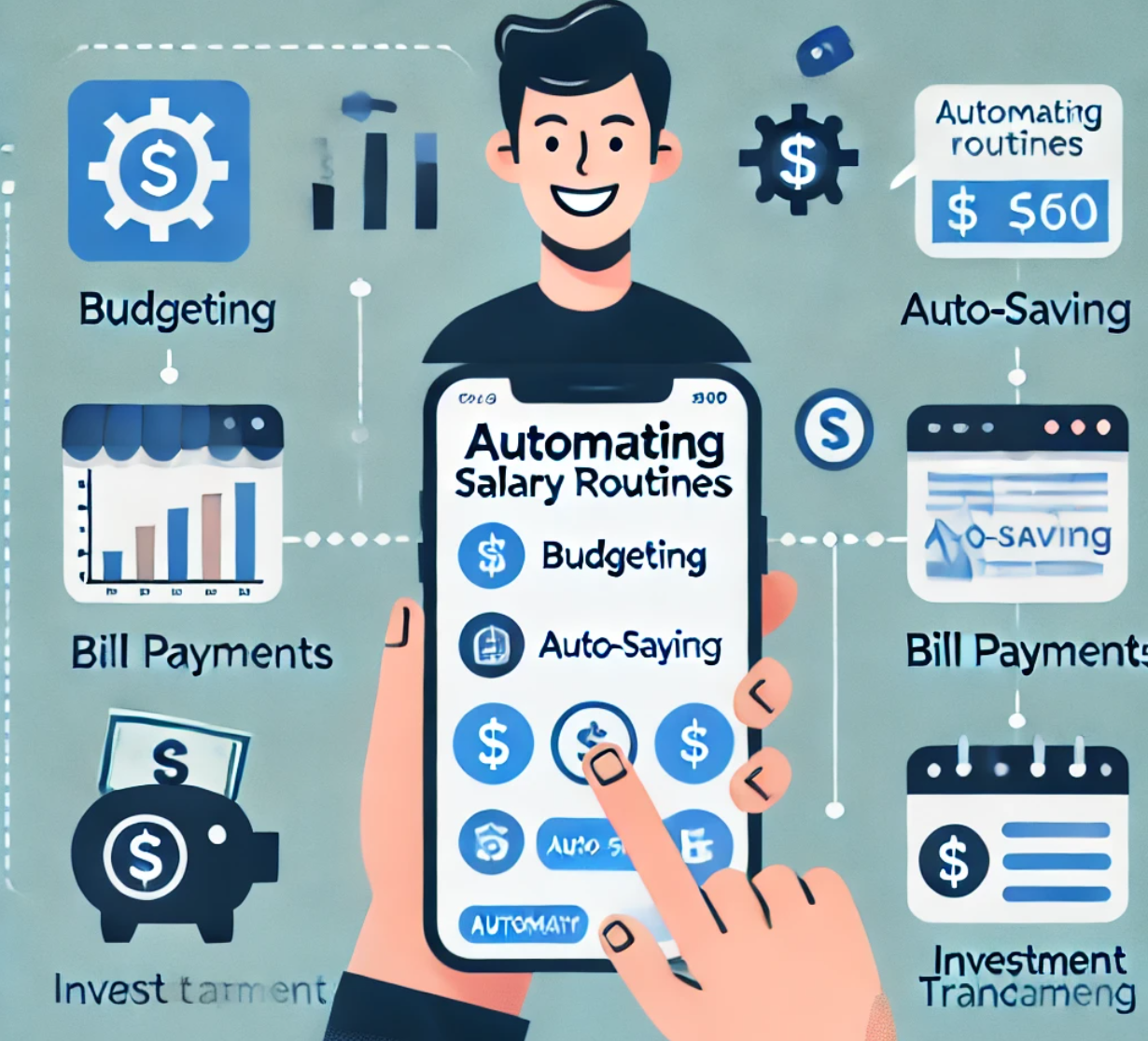 금융관련앱을 활용하여 월급 루틴을 자동화처럼 짜주는 사진입니다.