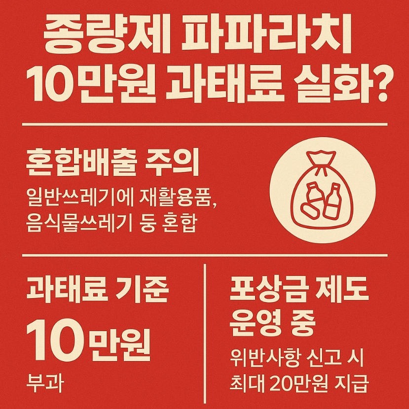 종량제 파파라치 과태료 10만원|음식물 쓰레기 분리배출 기준 완벽 정리