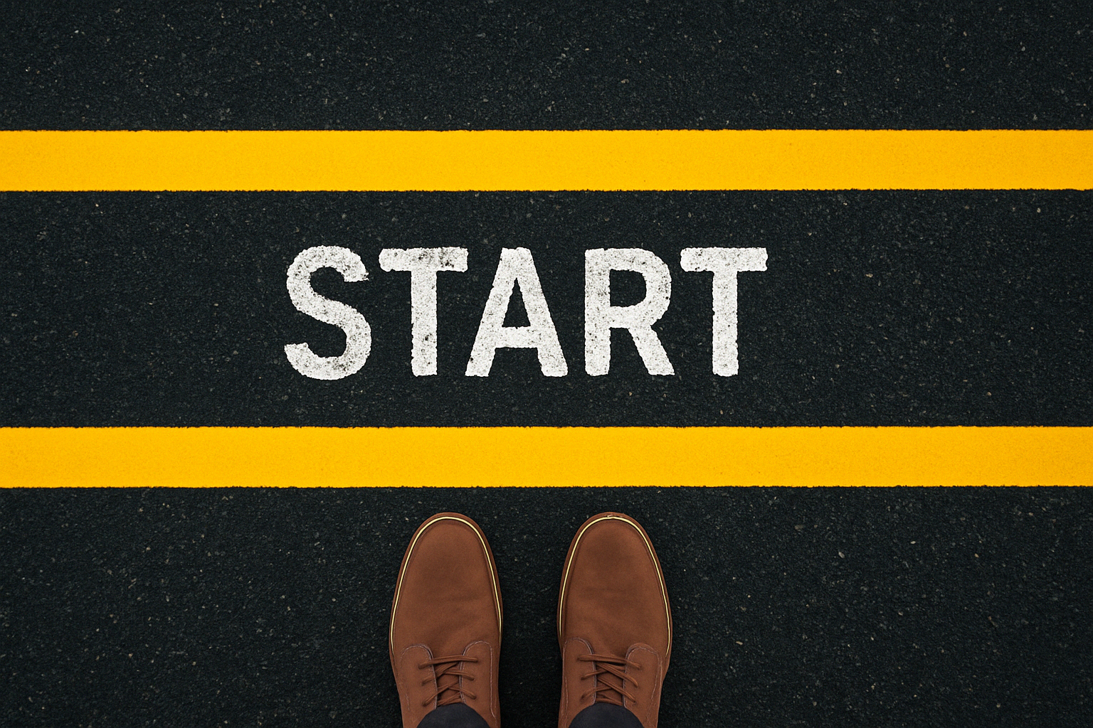 출발 앞에 서있는 사진