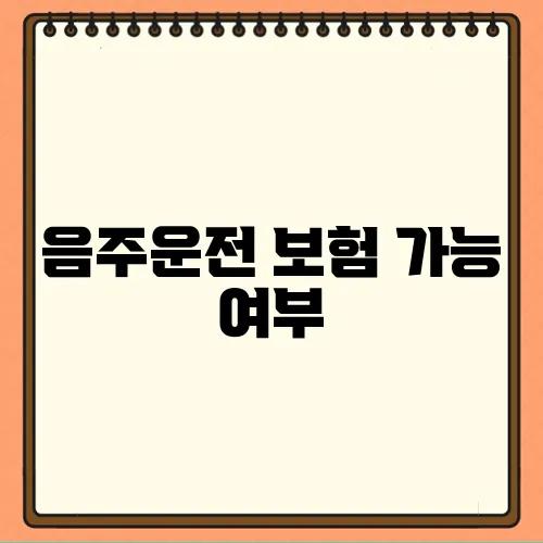 음주운전 보험 가능 여부