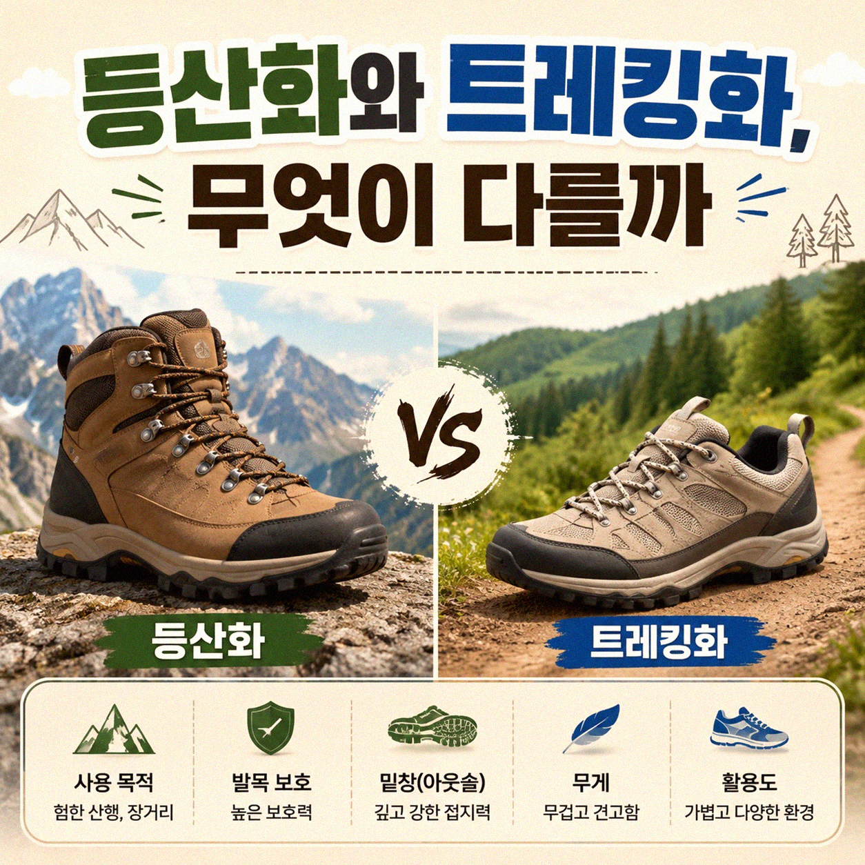 등산화 트레킹화 차이, 이걸 모르면 낭패 봅니다