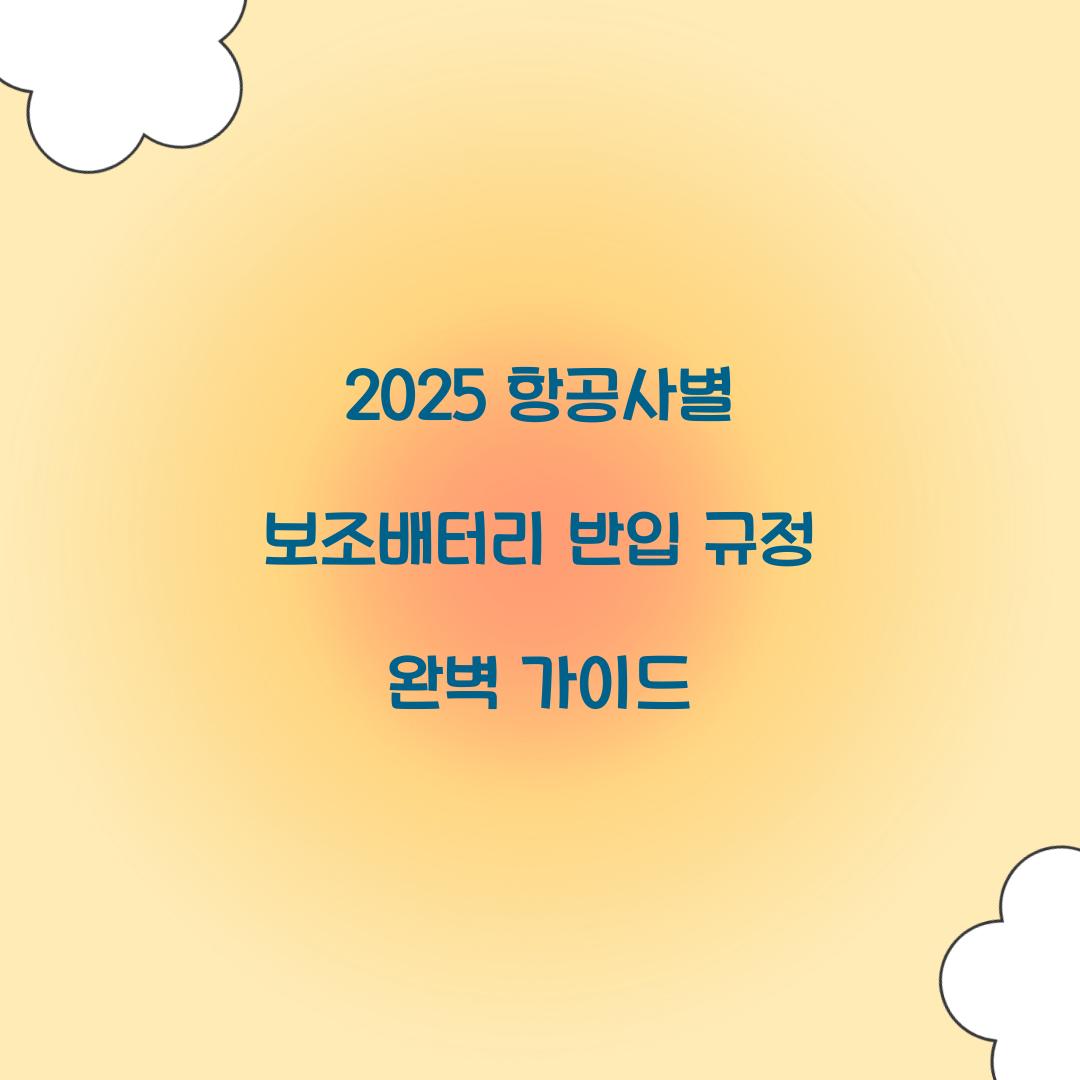 2025 항공사별 보조배터리 반입 규정 총정리