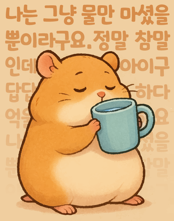 햄스터가 물을 마시고 있는 일러스트