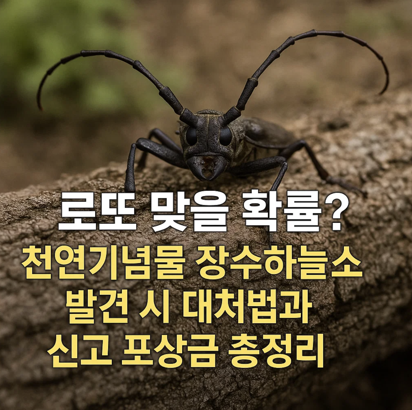 로또 맞을 확률? 천연기념물 장수하늘소 발견 시 대처법과 신고 포상금 총정리