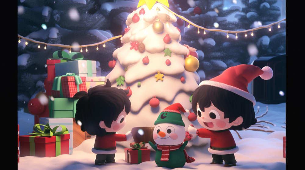 크리스마스를 즐기고 있는 아이들