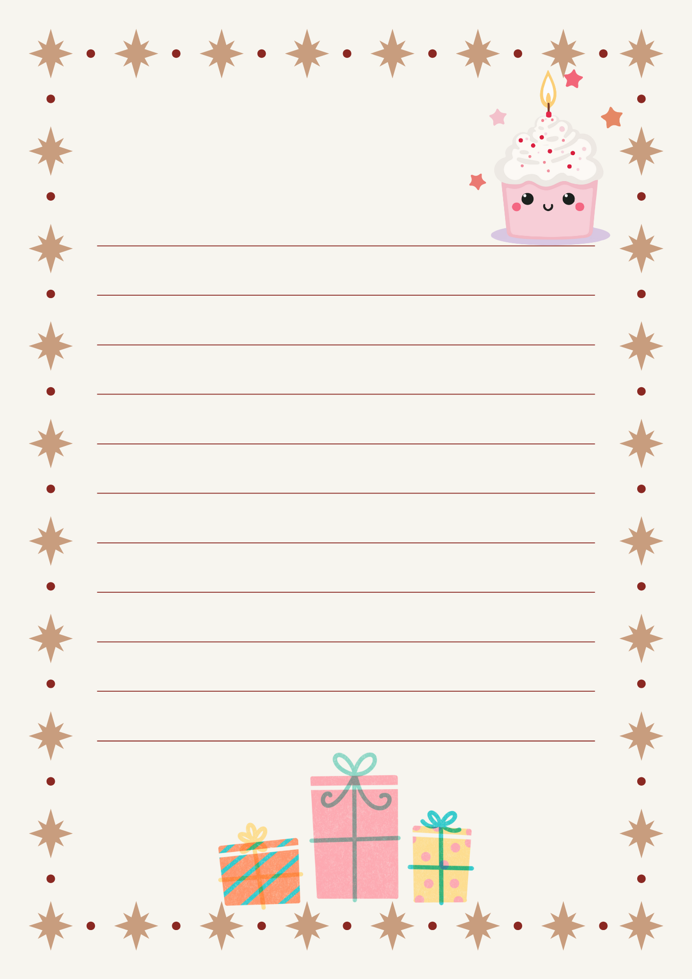 생일 편지지 무료 다운로드 PDF 파일 이미지