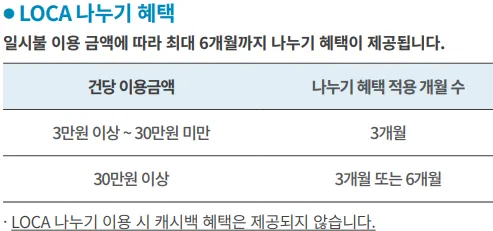 로카 나누기 혜택 방식 안내 표