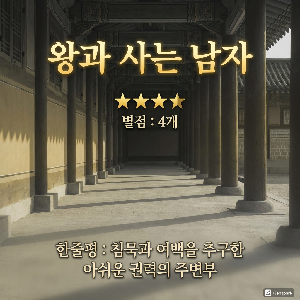 궁궐 배경의 영화제목 왕과 사는 남자와 별점, 한줄평을 넣은 이미지