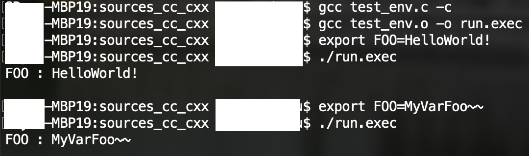 exacution of a sample program, which is using getenv function