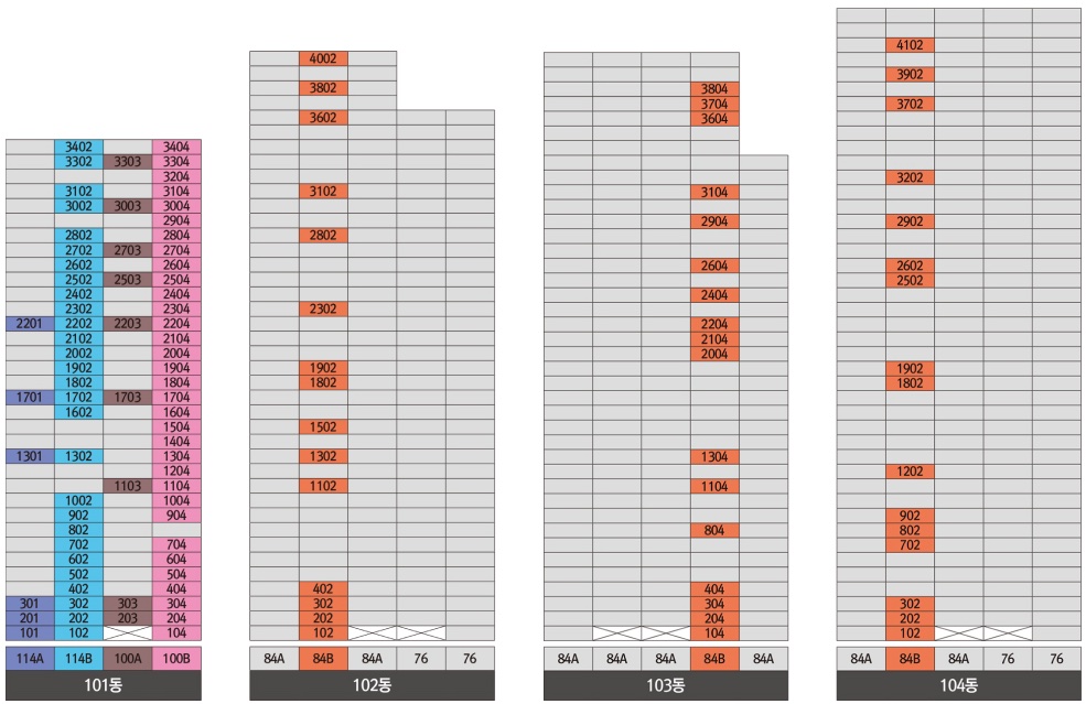 더 비치 푸르지오 써밋 동･호수 층별 배치도-1