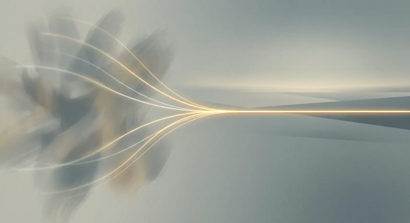 An illustration representing multiple possibilities narrowing into one reality