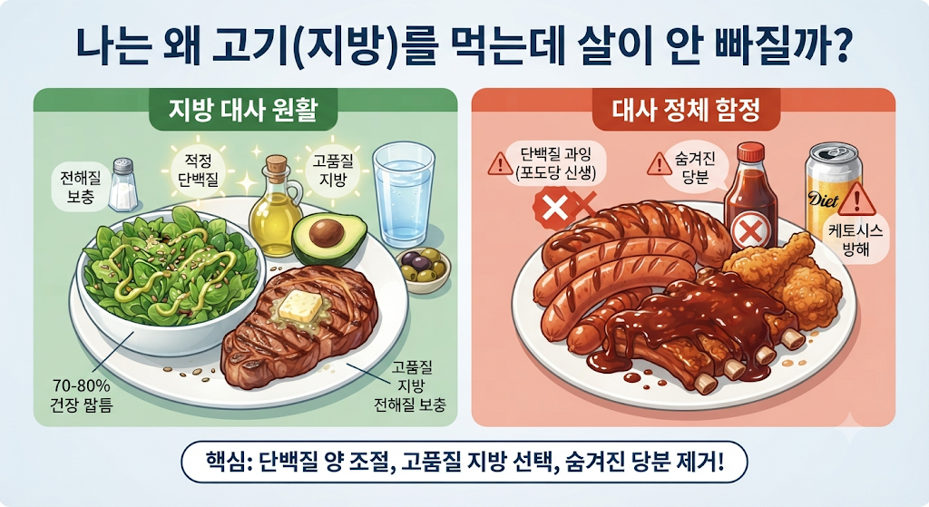 케톤식, 고기를 먹었는데 살이 안빠지는 이유
