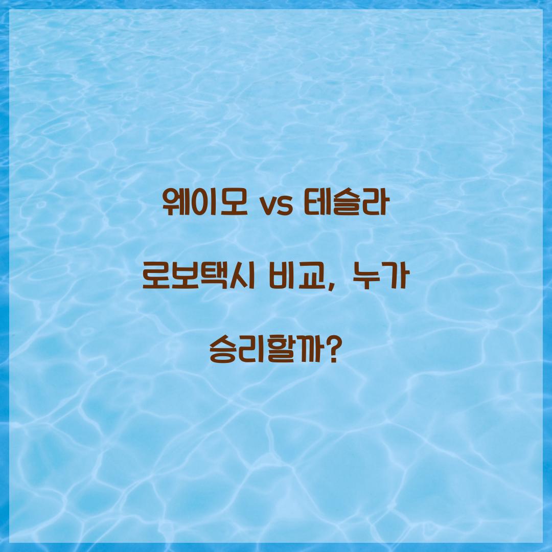 웨이모 vs 테슬라 로보택시 비교