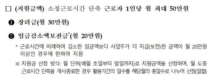 워라밸일자리 장려금 지원금액