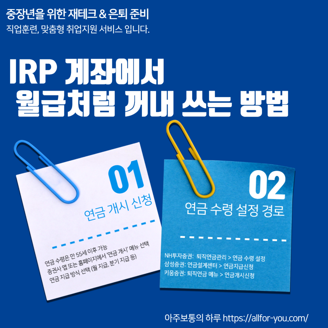 IRP로 월급처럼 돈 받는 법|퇴직자 맞춤형 연금 수령 설정 가이드