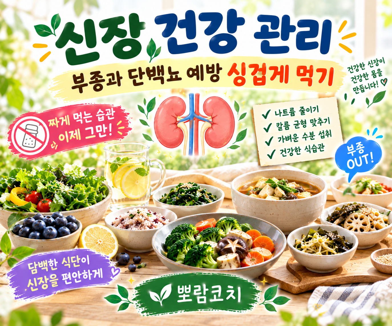 소금 간을 줄이고 정갈하게 차려진 담백하고 싱거운 건강 한식 식탁