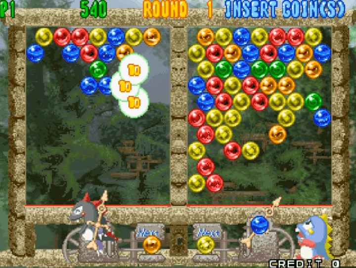 버블을-터트리고-점수를-획득하는-화면