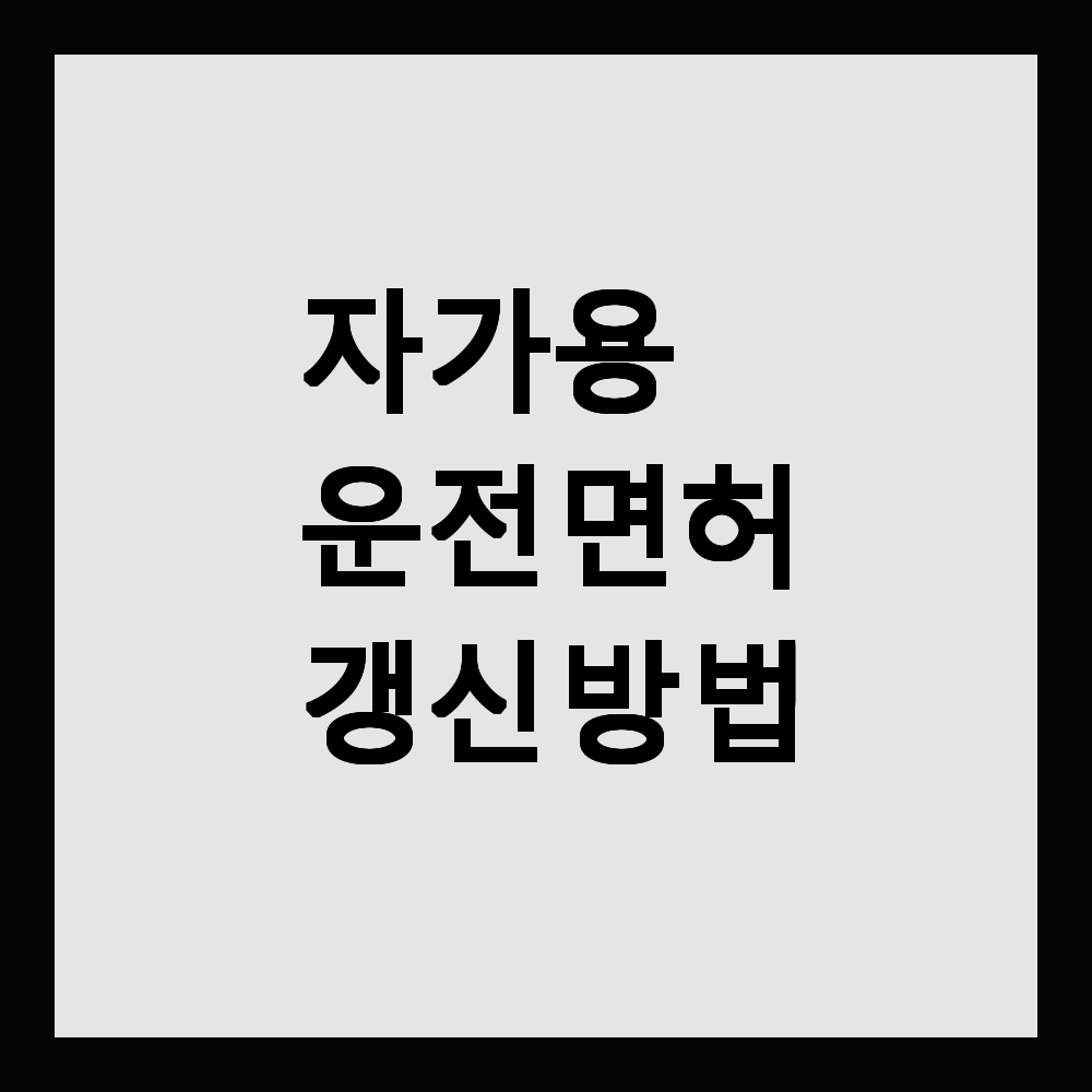 자가용 운전면허 갱신 방법