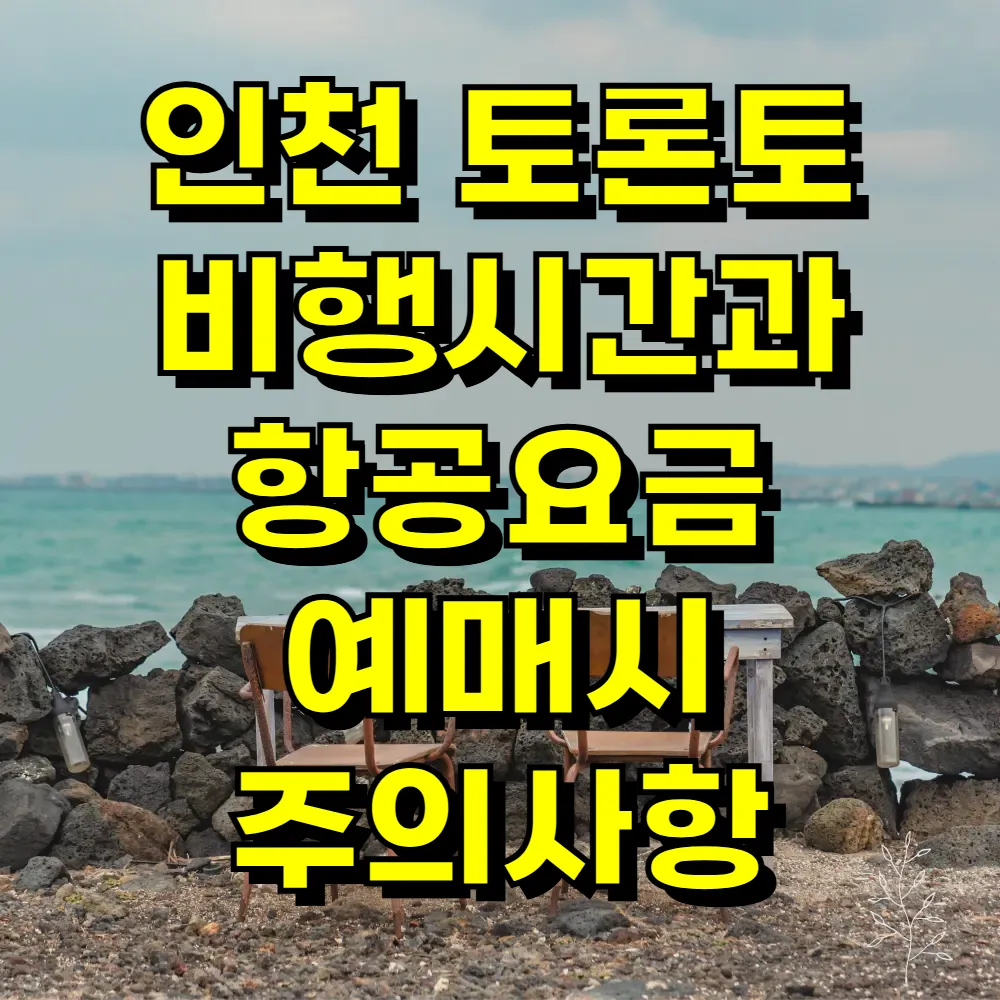 인천 토론토 비행시간과 항공요금 예매시 주의사항