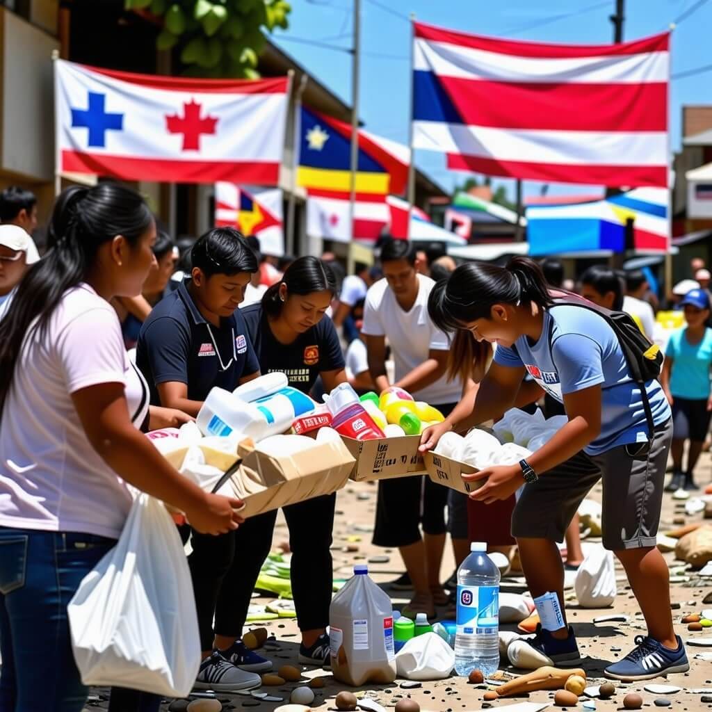 국제 사회에서 태국에 지원을 제공하는 모습.