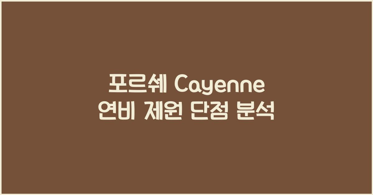 포르쉐 Cayenne 연비 제원 단점