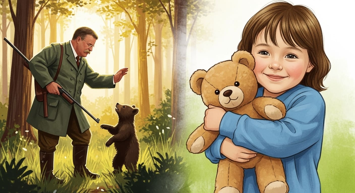 곰을 살려준 루스벨트 대통령의 이야기와 어린이들의 친구가 된 테디베어 인형의 역사적 기원