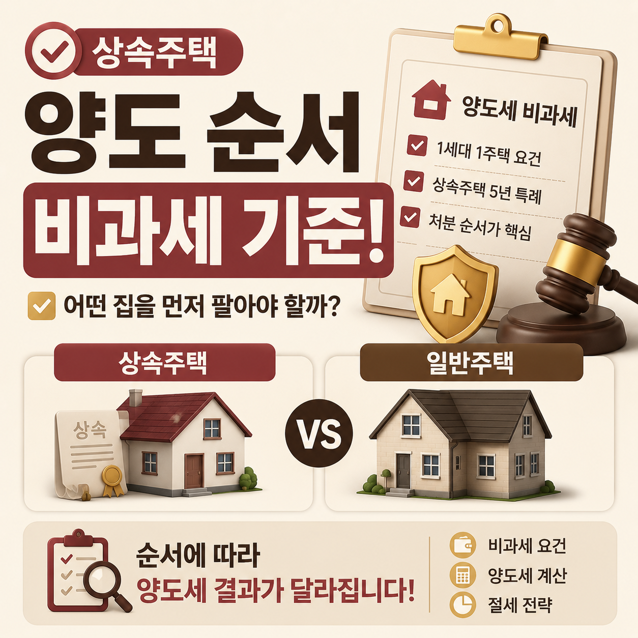 상속주택과 일반주택 양도 순서 비교 이미지