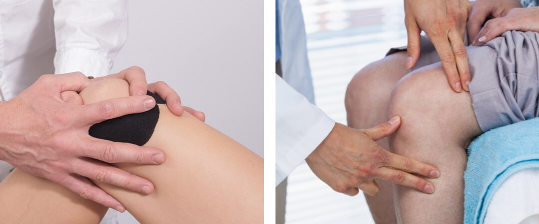 무릎 관절 진찰받는 사진