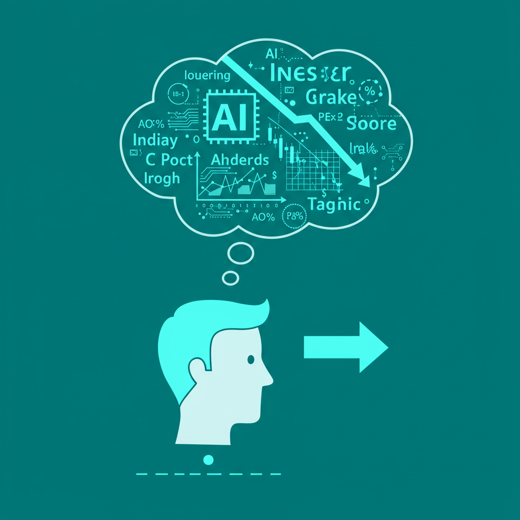 어도비 주가 하락의 혼란을 표현하고 명확한 해답을 제시하는 삽화 이미지