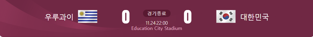 우루과이 대 대한민국 경기결과가 적힌 사진