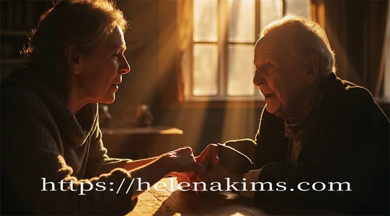 치매를 앓고 있는 한 사람을 위로 하고 있는 이미지.