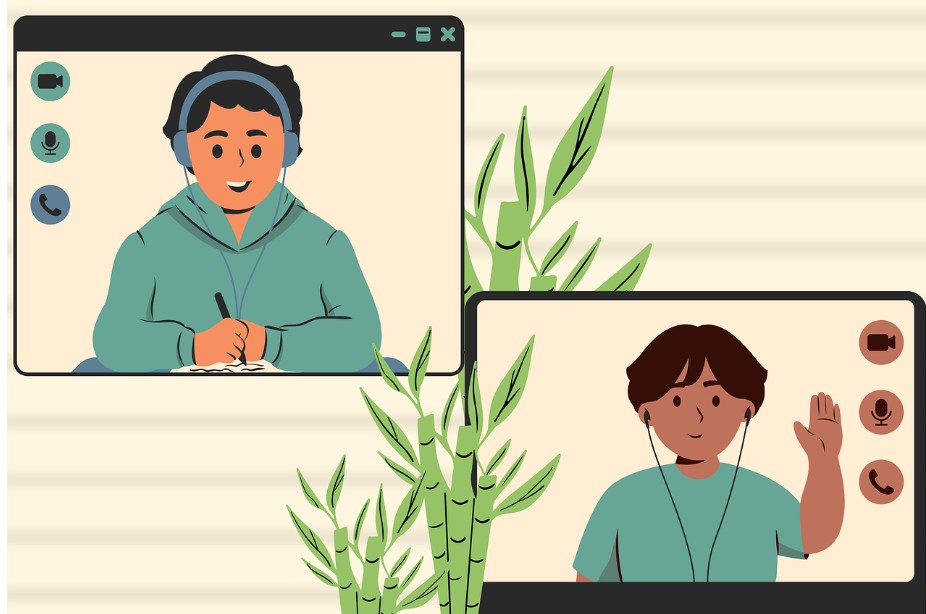 온라인 교육받고 있는 사람