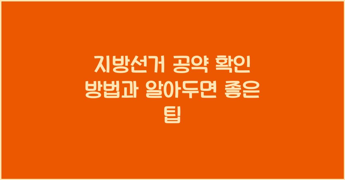 지방선거 공약 확인
