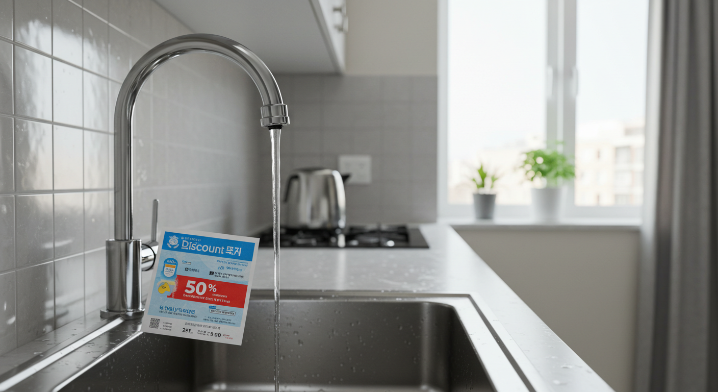 서울 수도요금 감면으로 생활요금 절약을 상징하는 주방 이미지