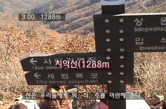 과거 비로봉 정상부의 치악산 1,288m 표지