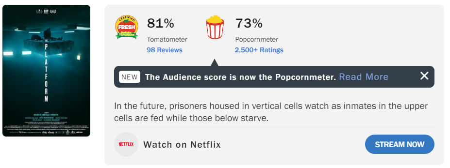 더 플랫폼 로튼 토마토 평점