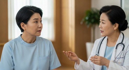 복지용구 상담 중인 가족