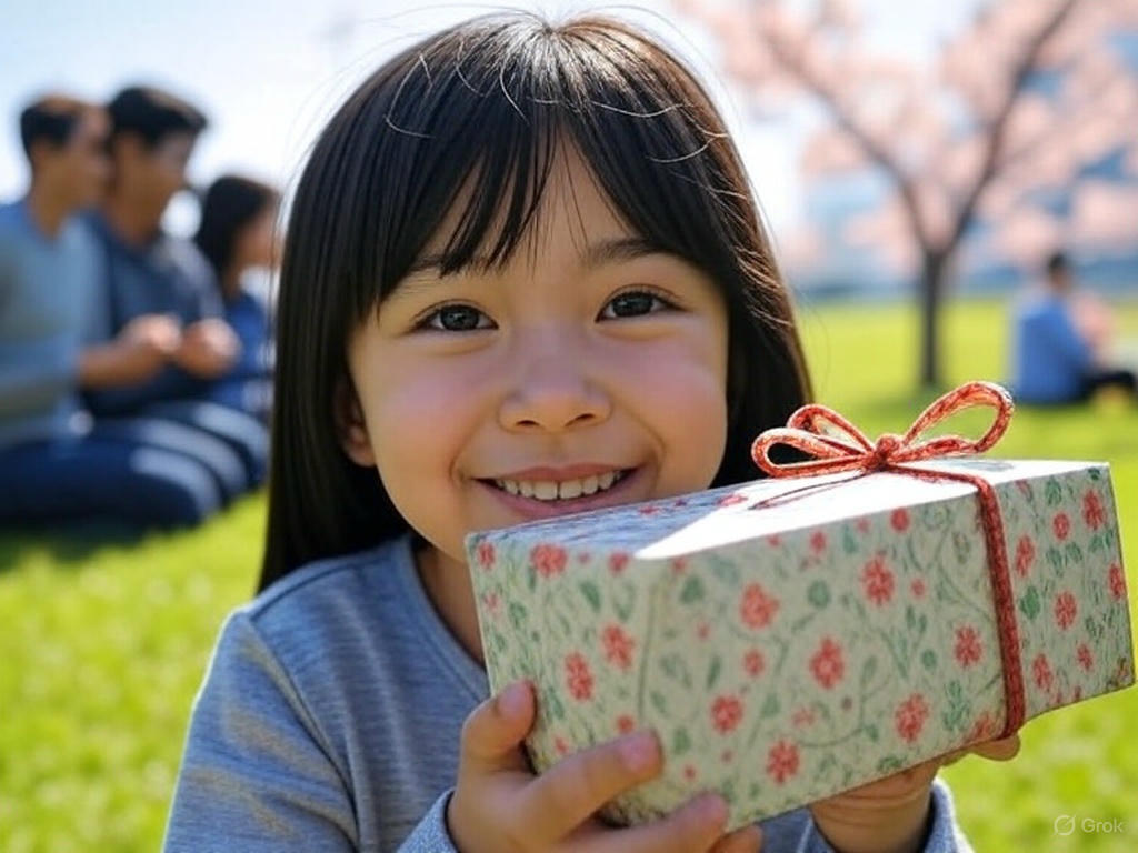 생각보다 큰 선물받고 아주 기뻐하는 여자아이