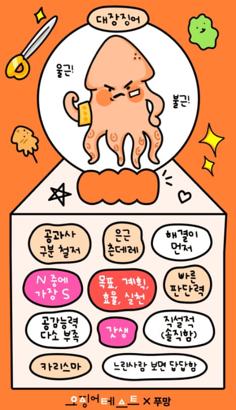 오징어 테스트 푸망 MBTI 링크 바로가기