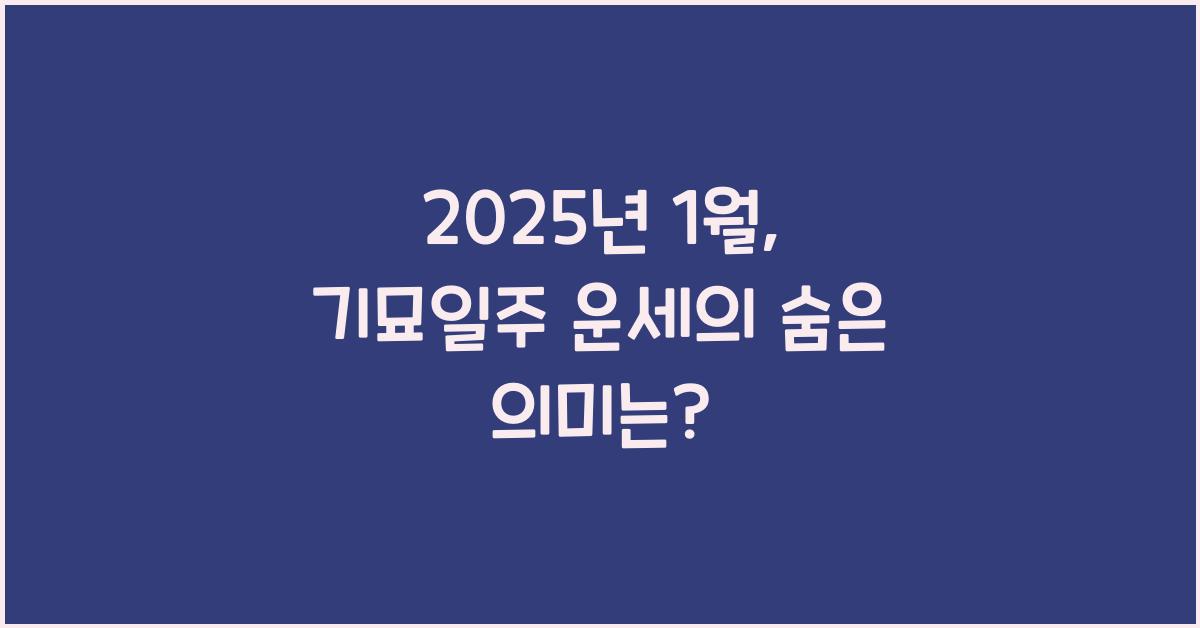 기묘일주 2025년 1월 운세