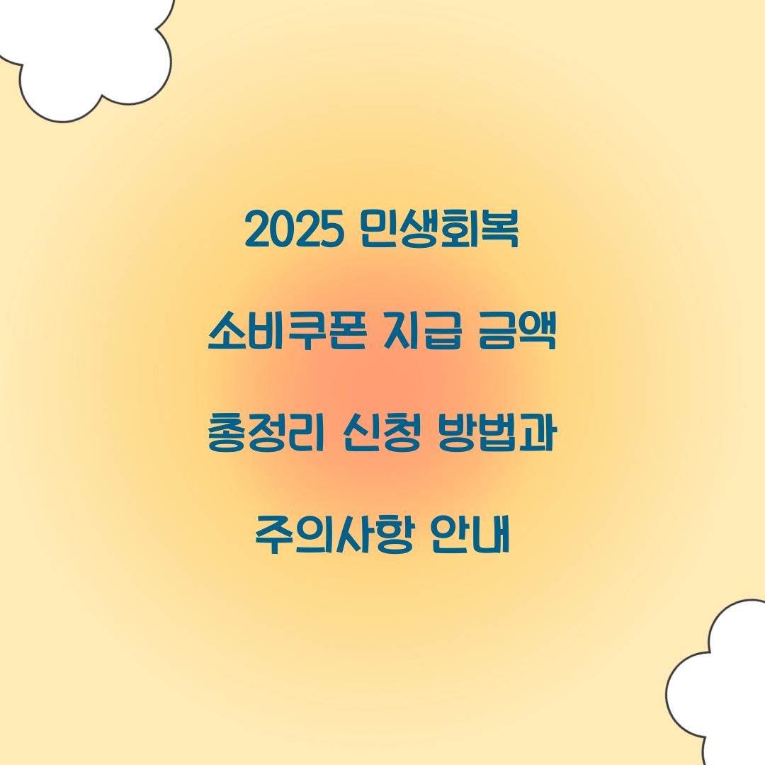 2025 민생회복 소비쿠폰 지급 금액