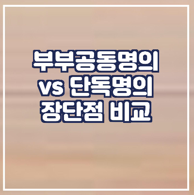 부부공동명의/단독명의-장단점-비교